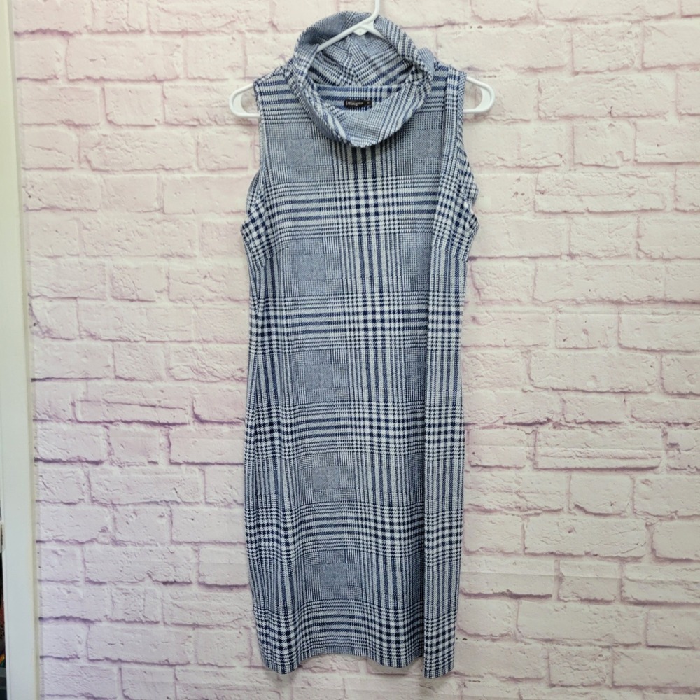 J.McLaughlin Plaid Cowl Neck Midi Dress M Plaid Retro Coquette Resort Coastal